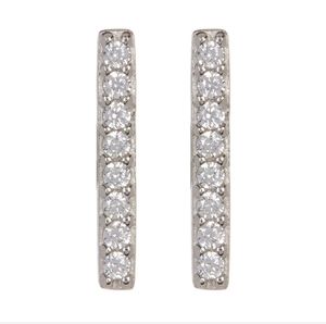 Sterling Silver Swarovski Crystal Accented Bar Stud Earrings